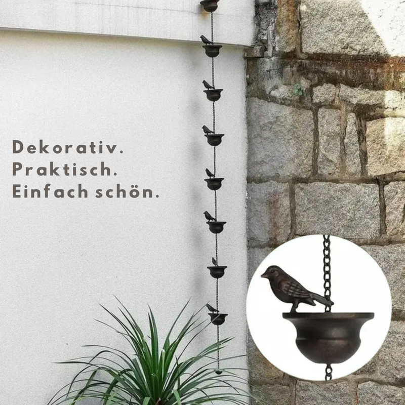Regentropfenkette mit Vogelbad – Zieht Vögel an und verschönert regnerische Tage Zorenza