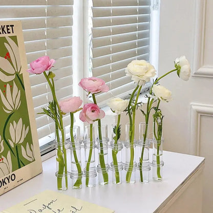 6-teiliges Glasvasen-Set – Klare Röhrenvasen für stilvolle Wohnräume Zorenza