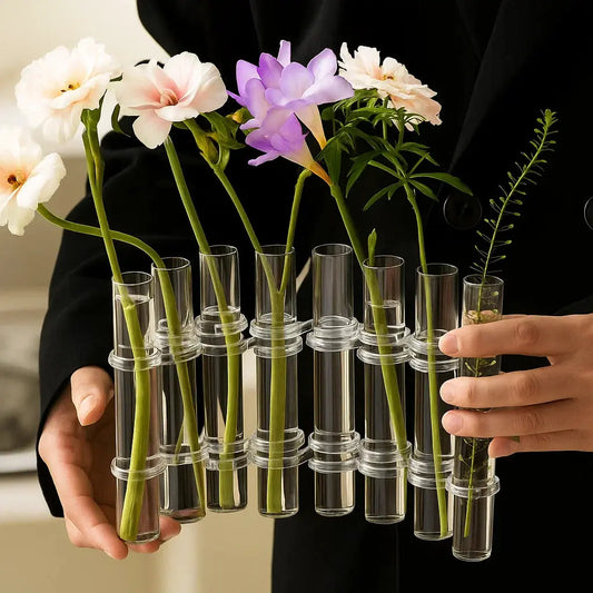 6-teiliges Glasvasen-Set – Klare Röhrenvasen für stilvolle Wohnräume Zorenza