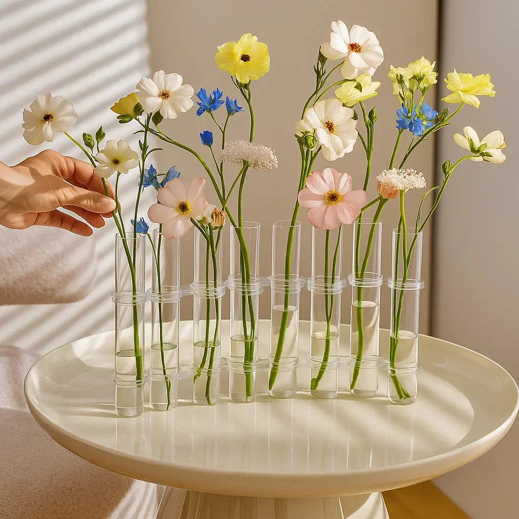 6-teiliges Glasvasen-Set – Klare Röhrenvasen für stilvolle Wohnräume Zorenza