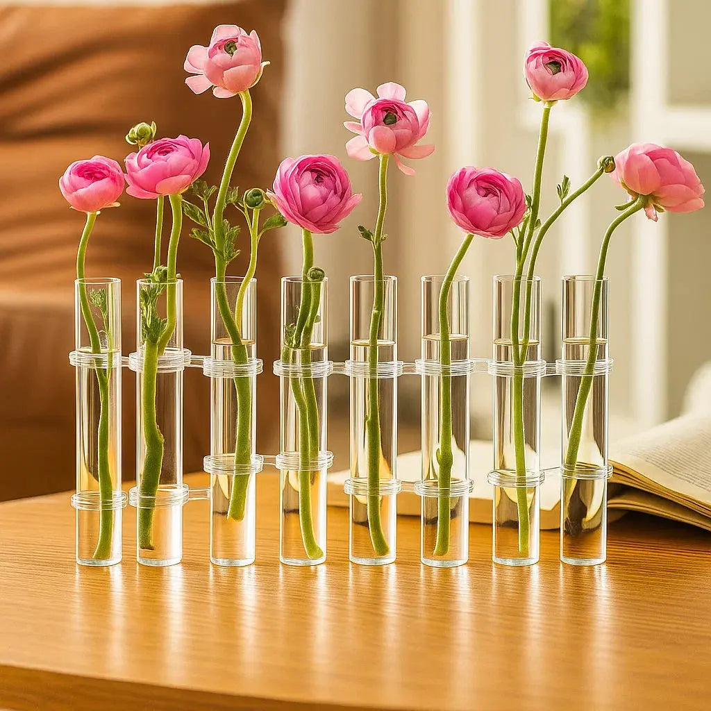 6-teiliges Glasvasen-Set – Klare Röhrenvasen für stilvolle Wohnräume Zorenza