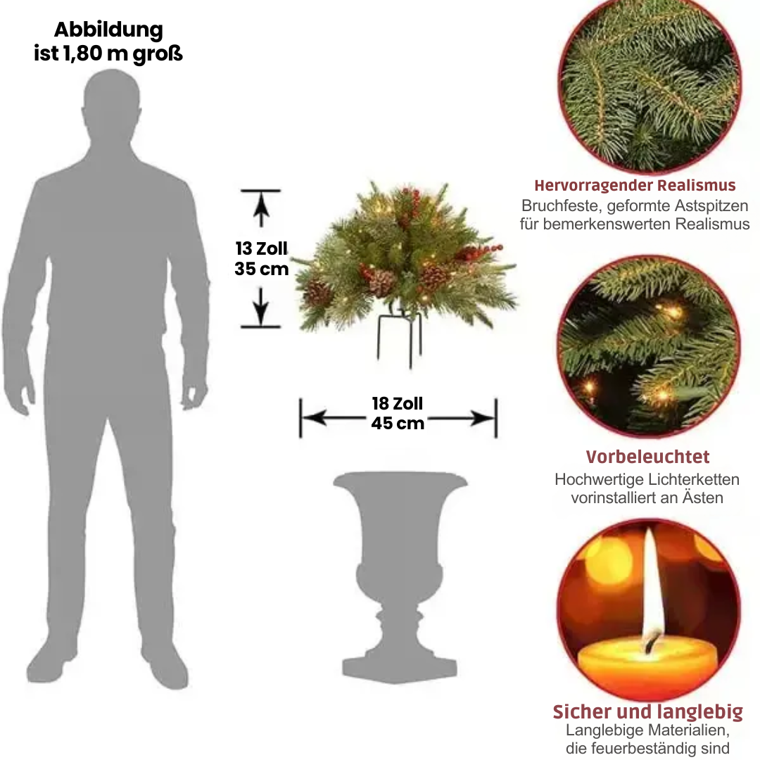 Vorgefertigter künstlicher Weihnachts-Topffüller – Feuerfest & allergenfrei Zorenza