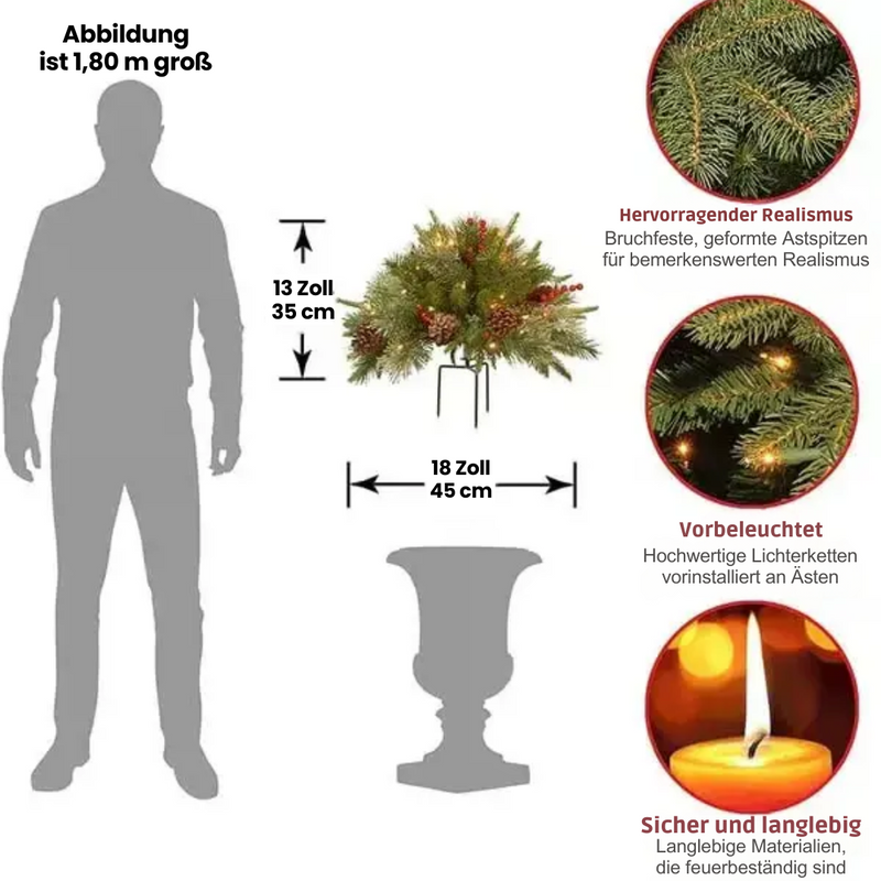 Vorgefertigter künstlicher Weihnachts-Topffüller – Feuerfest & allergenfrei Zorenza
