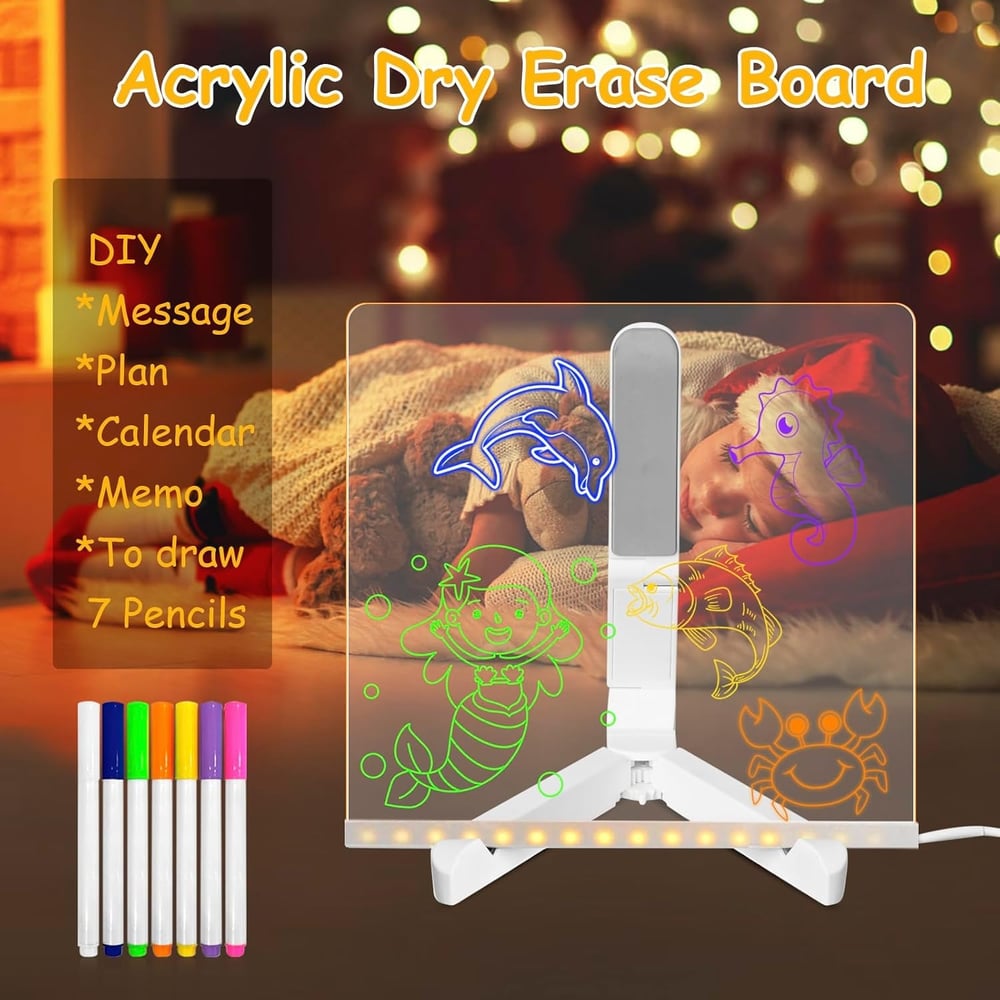 LED-Notizbrett für Kinder | Kreativ & abwischbar aus Acryl Zorenza