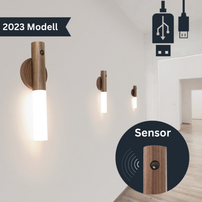 Kabellose Wandlampe | Warmes Licht mit Holzdesign & Sensorfunktion Zorenza