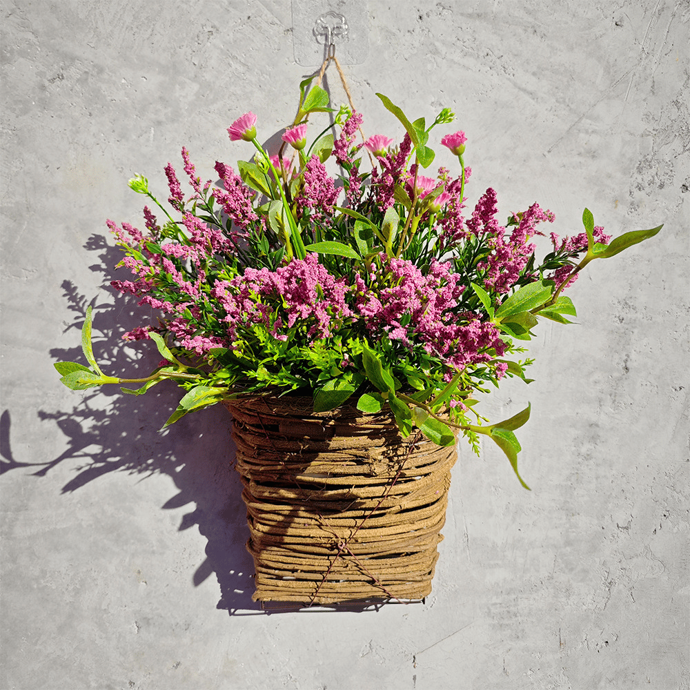 Hortensien-Rattankorb – Cremefarbene Blumen-Türdekoration zum Aufhängen Zorenza