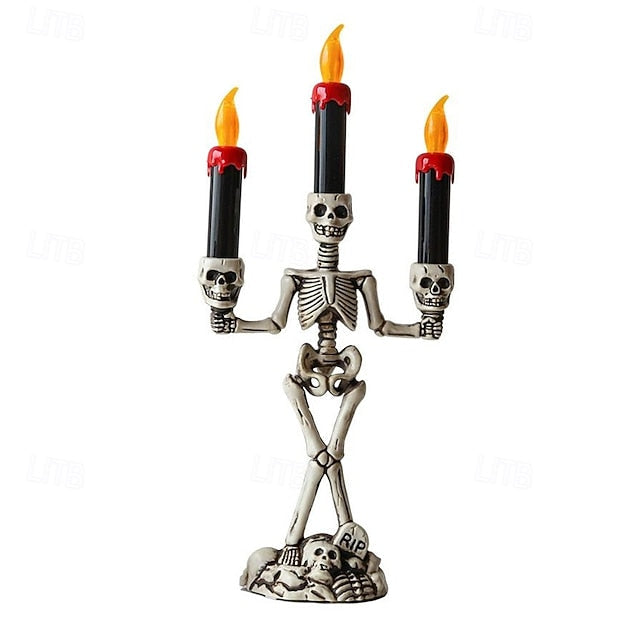 Skelett-Kerzenständer Lampe — Schaurige Tischdeko zu Halloween