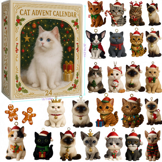 Katzen-Adventskalender | Handbemalte Harzfiguren & Überraschungen Zorenza