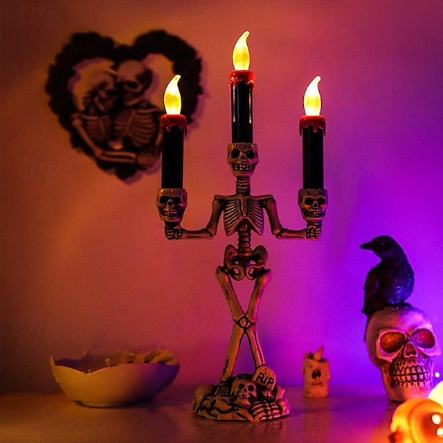 Skelett-Kerzenständer Lampe — Schaurige Tischdeko zu Halloween