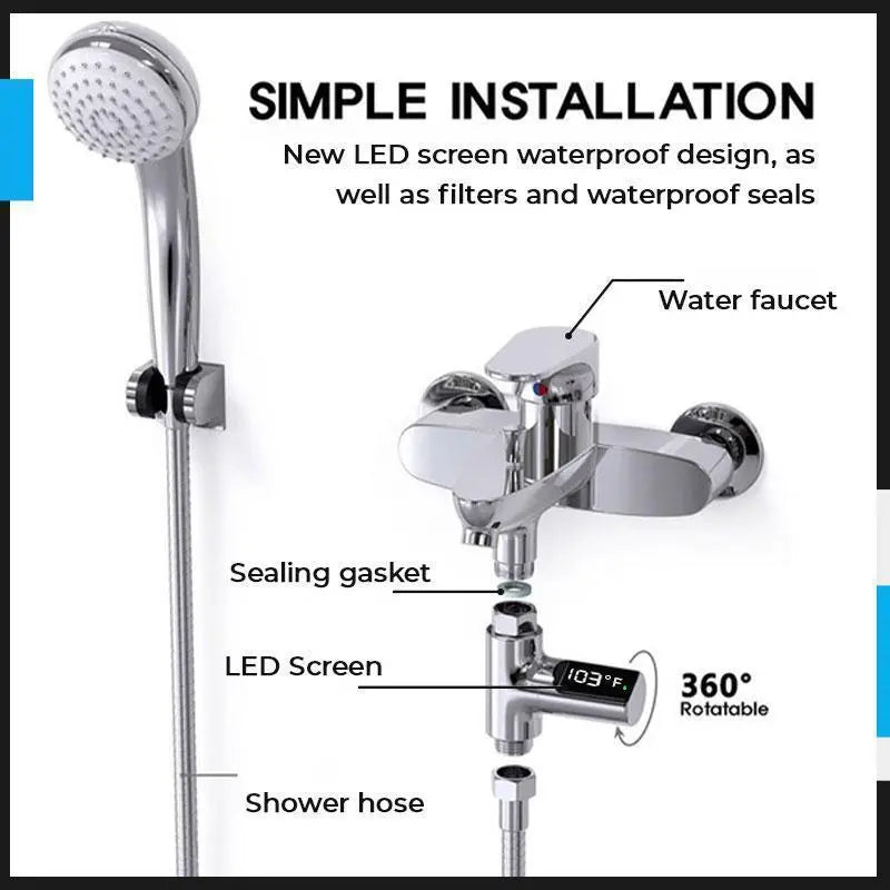 Digitales Duschthermometer | Wasserdruckbetrieb, LED-Anzeige Zorenza
