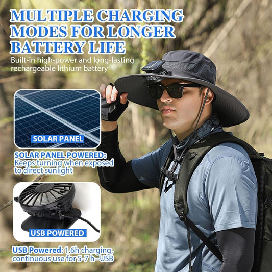 🏆 50K+ SOLD! – Almost Gone-⚡2025 New Ultralight Solar Fan Sun Hat – Lighter Than a Baseball!⚾ Zorenza