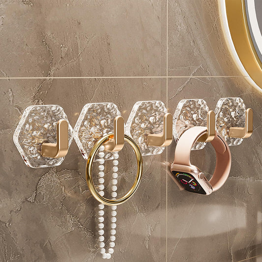 Wandhaken 10er Set | Ohne Bohren, goldene Diamantenoptik Zorenza