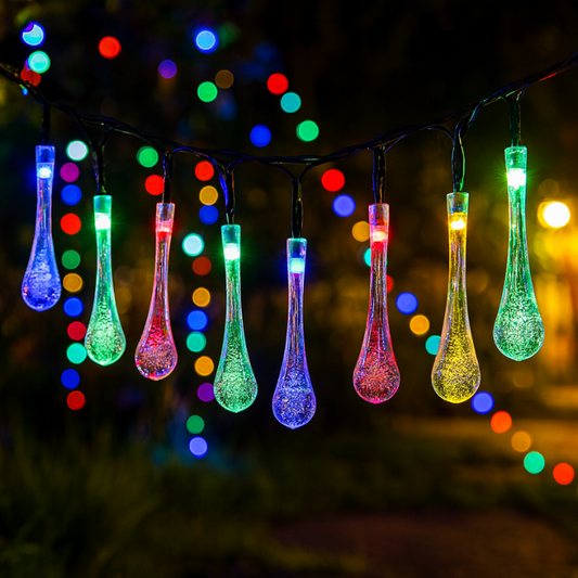 Solarbetriebene Lichterkette | Warmes Licht aus Glas & Holz Zorenza