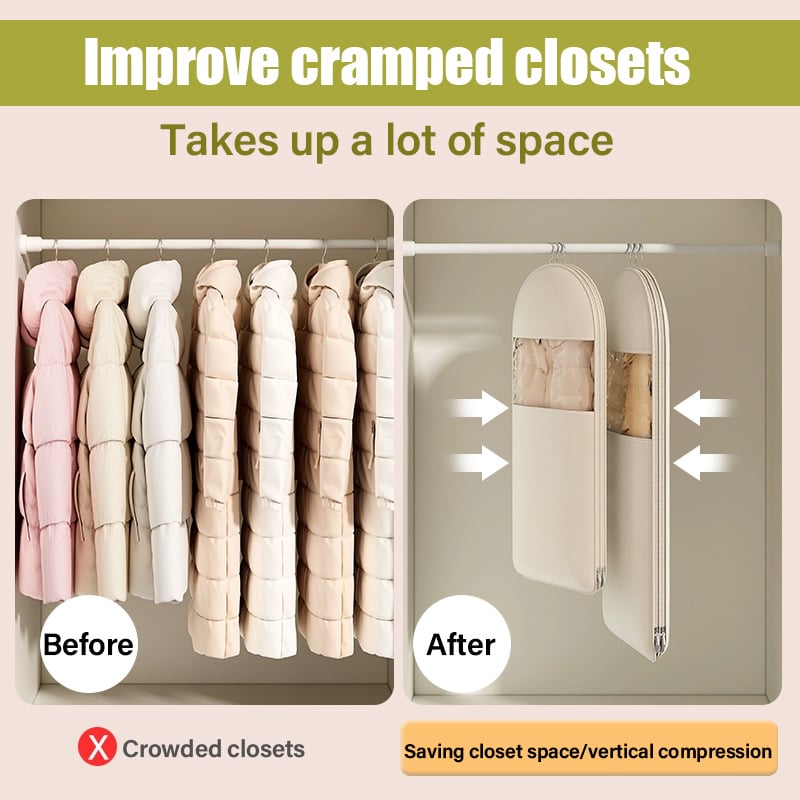 🔥2025  Space Saving Hanging Garment Bag with Self Compression Zipper Zorenza