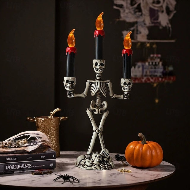 Skelett-Kerzenständer Lampe — Schaurige Tischdeko zu Halloween
