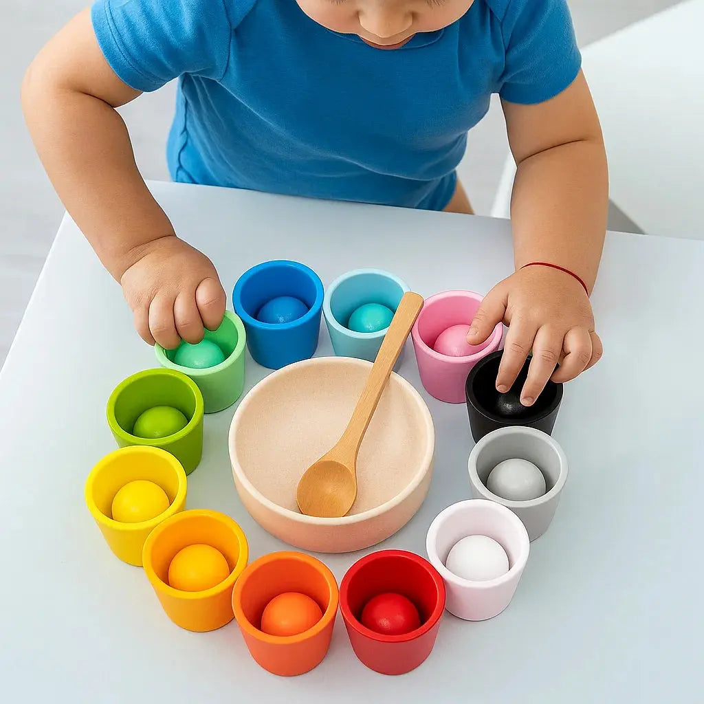 Montessori-Lernspielzeug mit Bechern und Bällen Zorenza