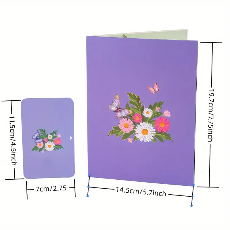 🦋 Vibrant 3D  Butterfly & Daisy Pop-Up Greeting Card Zorenza
