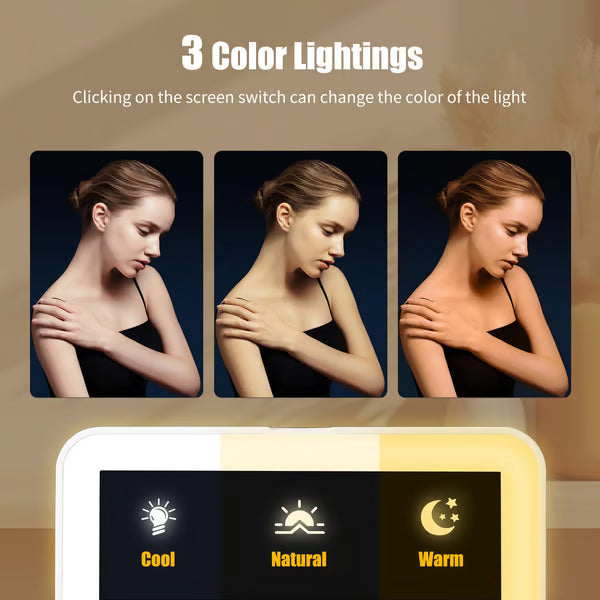 Tragbarer Make-up-Organizer — Kompakter LED-Spiegel mit einstellbarer Beleuchtung Zorenza