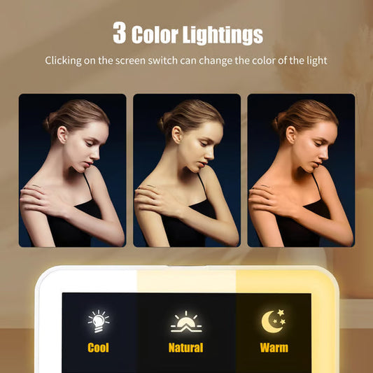 Tragbarer Make-up-Organizer — Kompakter LED-Spiegel mit einstellbarer Beleuchtung Zorenza