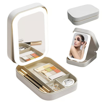 Tragbarer Make-up-Organizer — Kompakter LED-Spiegel mit einstellbarer Beleuchtung Zorenza