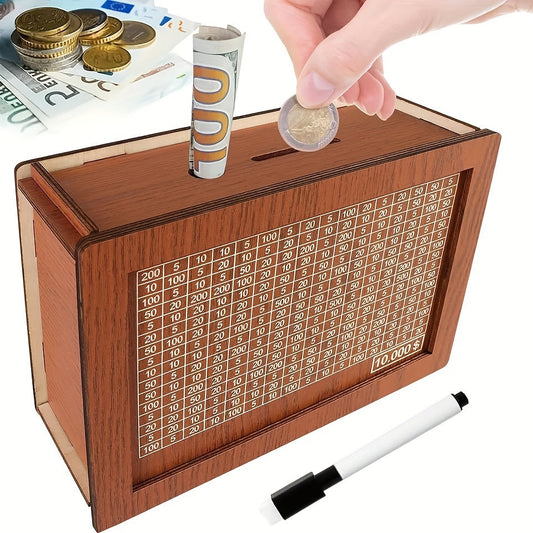 Holz-Sparziel-Tracker – Einstellbare Münzeinwurfbox zur Budgetplanung Zorenza