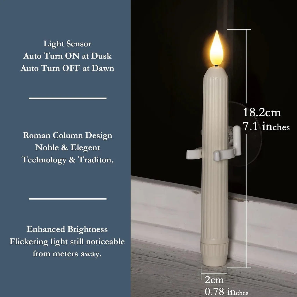 Flammenlose LED‑Fensterkerzen mit Dämmerungssensor, 6er Set Zorenza