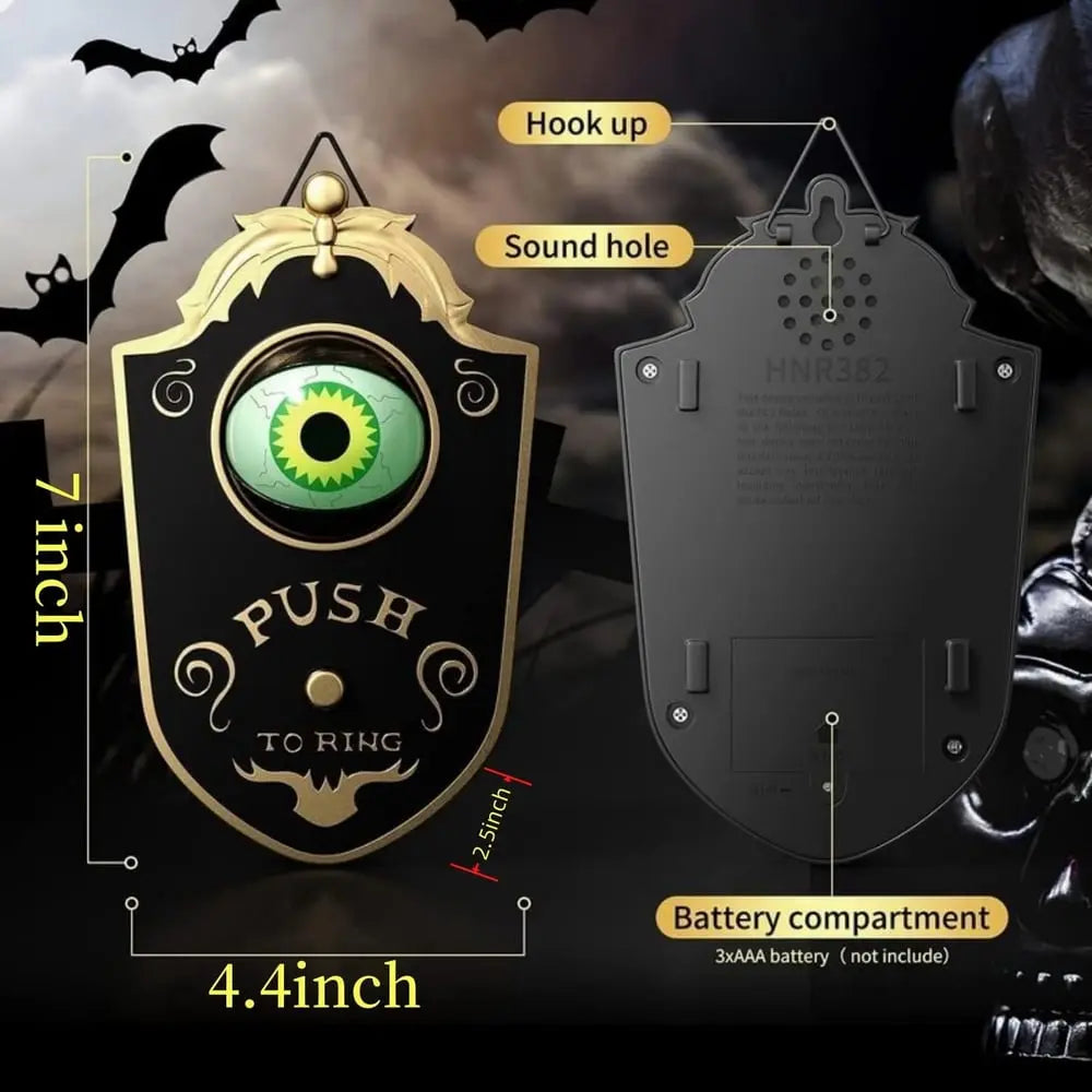 Animierte LED-Türklingel | Gruselige Licht- und Soundeffekte Zorenza