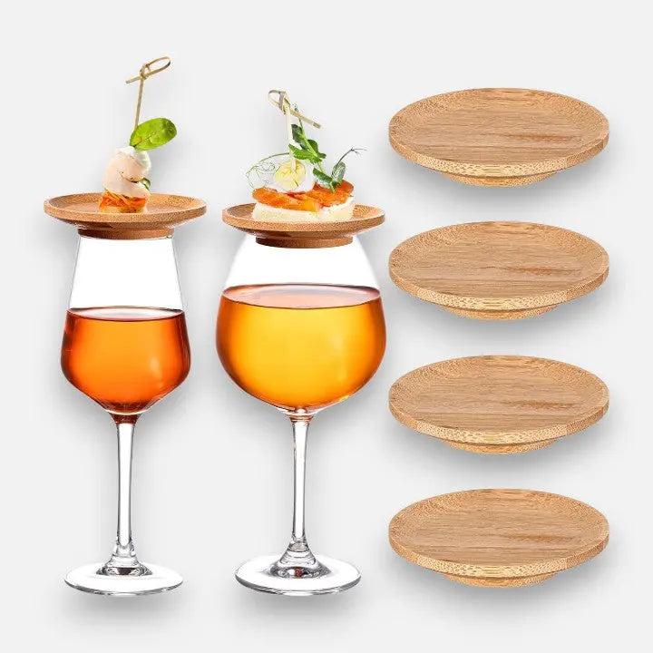 Bambus-Snackaufsätze für Weingläser (4-Stück) Zorenza