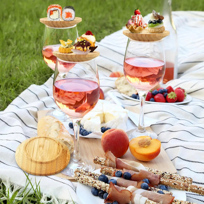 Bambus-Snackaufsätze für Weingläser (4-Stück) Zorenza