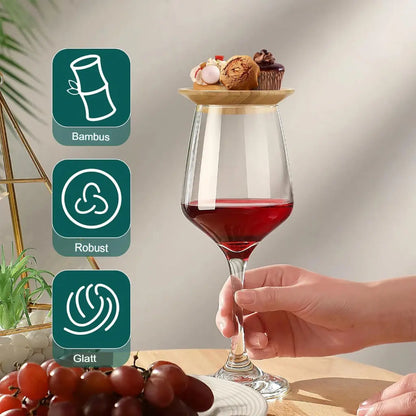 Bambus-Snackaufsätze für Weingläser (4-Stück) Zorenza