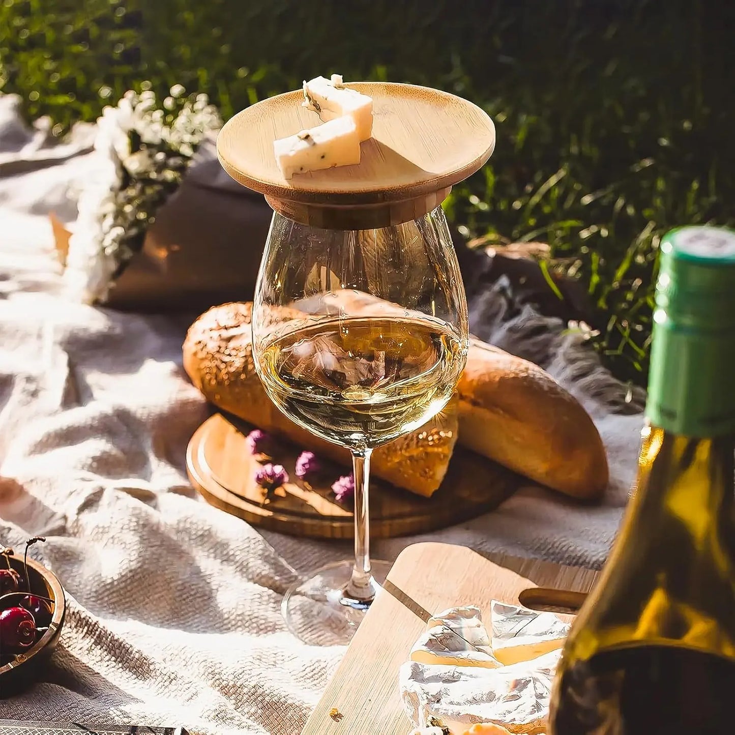 Bambus-Snackaufsätze für Weingläser (4-Stück) Zorenza