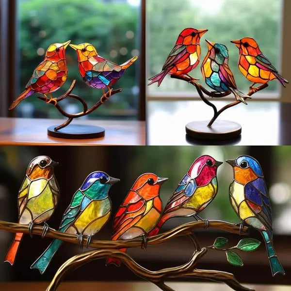 BirdsDecor™ Vögel auf Ästen Buntglasornamente Mivoza Deutschland