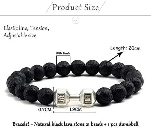 Chakra-Armband mit Hantelanhänger – Symbol für Balance und Willenskraft Zorenza