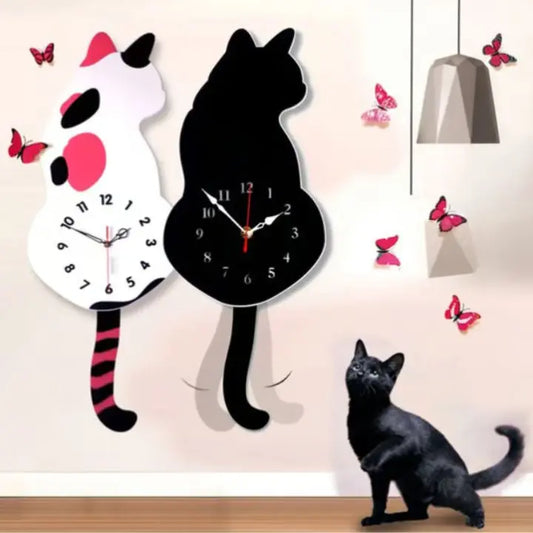 Charmante Katzen-Wanduhr mit schwingendem Schwanz Zorenza