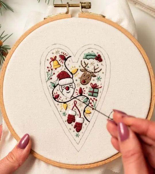 💖DIY Heart Shaped Hand Embroidered Christmas Ornament/Ornament Kit Mivoza Deutschland