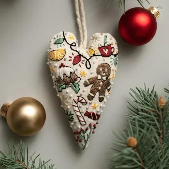 💖DIY Heart Shaped Hand Embroidered Christmas Ornament/Ornament Kit Mivoza Deutschland