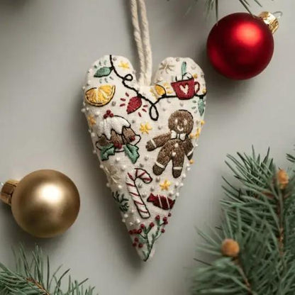 💖DIY Heart Shaped Hand Embroidered Christmas Ornament/Ornament Kit Mivoza Deutschland