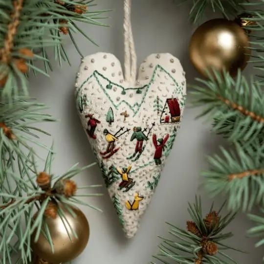 💖DIY Heart Shaped Hand Embroidered Christmas Ornament/Ornament Kit Mivoza Deutschland