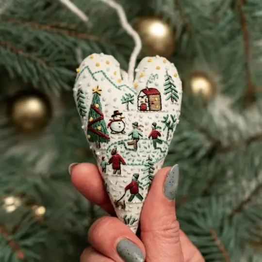 💖DIY Heart Shaped Hand Embroidered Christmas Ornament/Ornament Kit Mivoza Deutschland