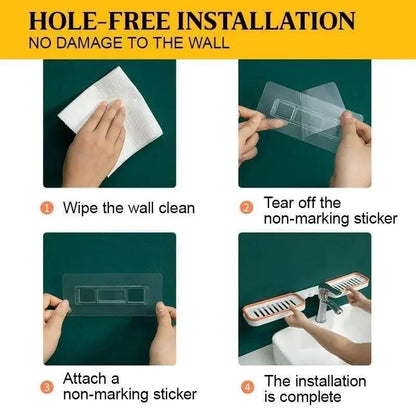 Drehbares Badezimmer-Eckregal — Bohrfreier Aufbewahrungsständer mit Ablauflöchern Zorenza