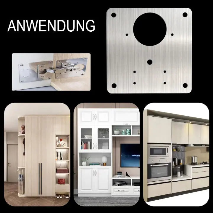 Edelstahl-Montageplatten für Möbelscharniere (10-tlg.) Zorenza