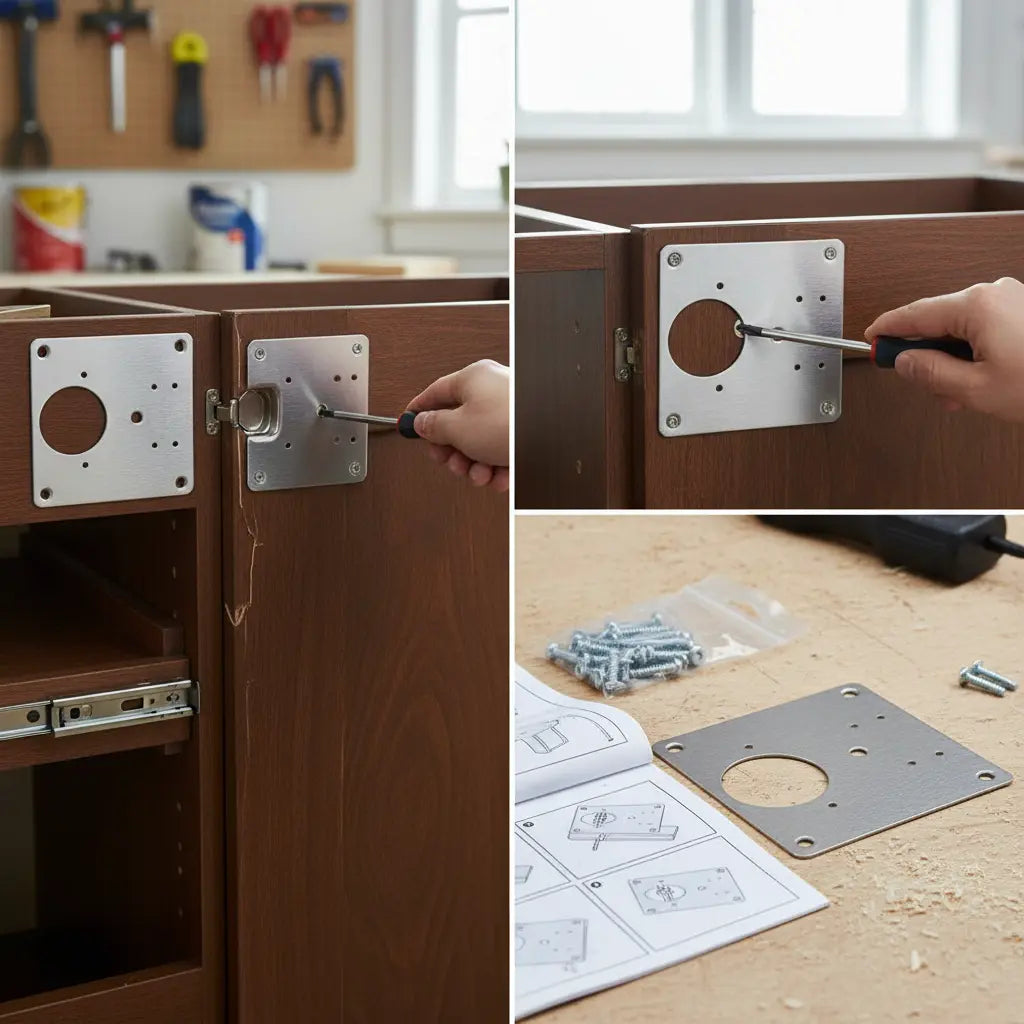 Edelstahl-Montageplatten für Möbelscharniere (10-tlg.) Zorenza