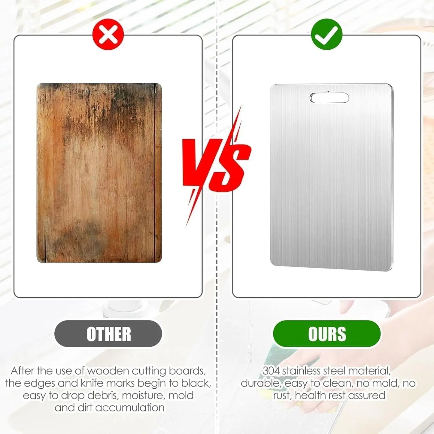 Edelstahl Schneidebrett | Hygienisch & messerschonend, rostfrei Zorenza