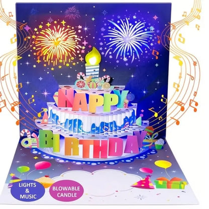 Elegante 3D-Geburtstagskarte mit Licht und Musik – unvergessliche Überraschung Zorenza