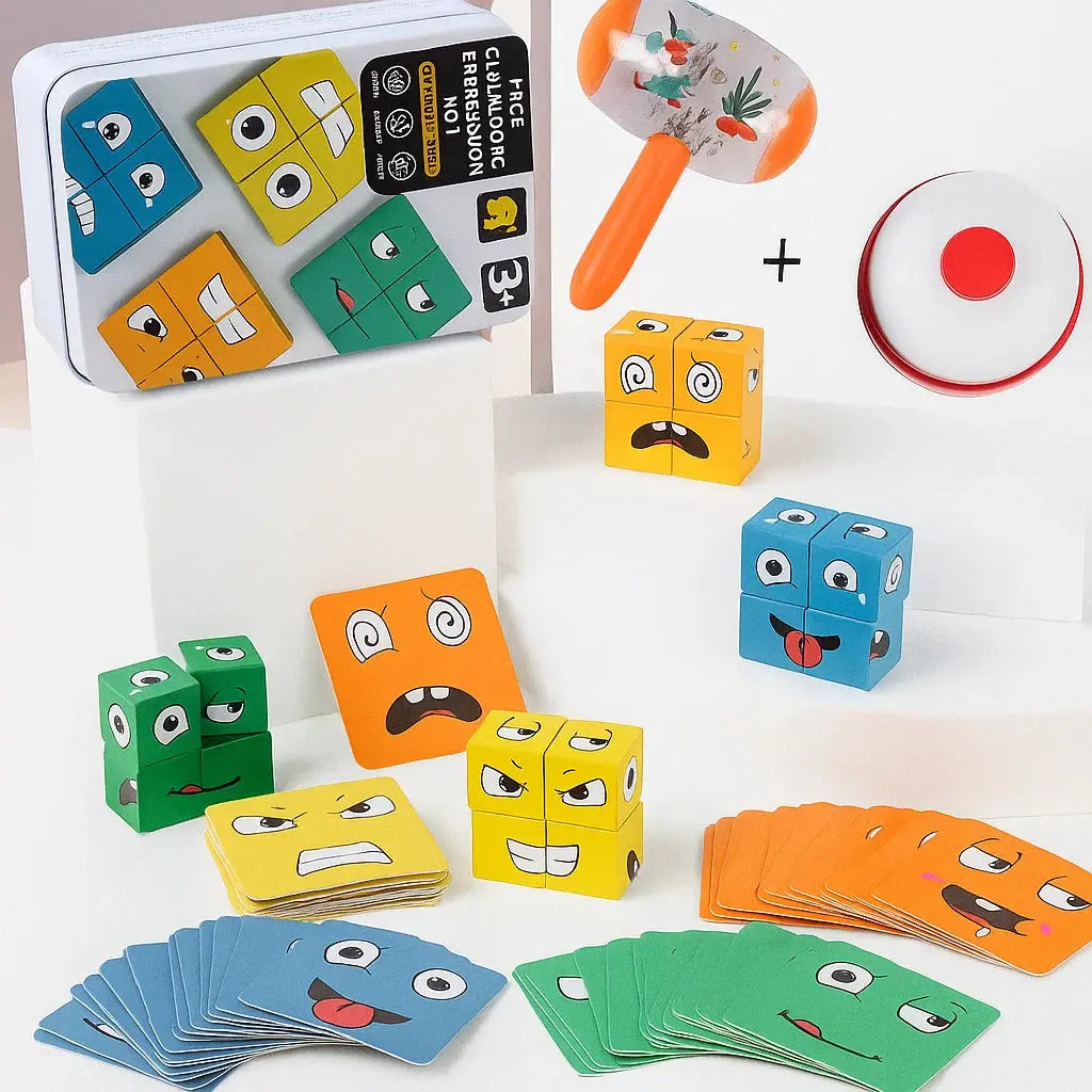 Emoji-Match Holzspiel – Schnelles, Lustiges Stapel- & Kombinationsspiel (ab 3+) Zorenza