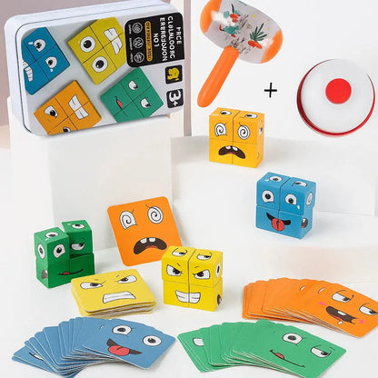 Emoji-Match Holzspiel – Schnelles, Lustiges Stapel- & Kombinationsspiel (ab 3+) Zorenza