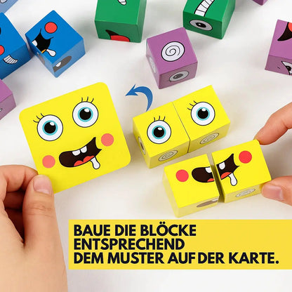 Emoji-Match Holzspiel – Schnelles, Lustiges Stapel- & Kombinationsspiel (ab 3+) Zorenza