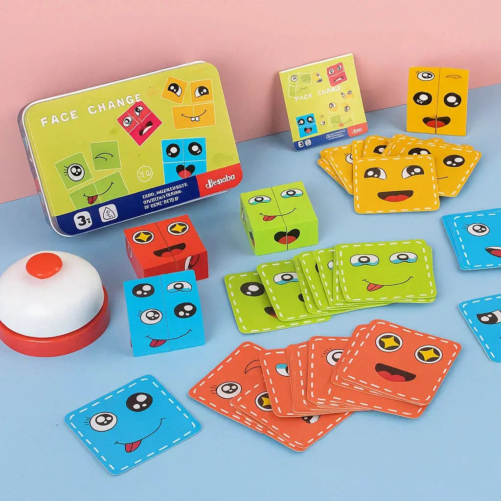 Emoji-Match Holzspiel – Schnelles, Lustiges Stapel- & Kombinationsspiel (ab 3+) Zorenza