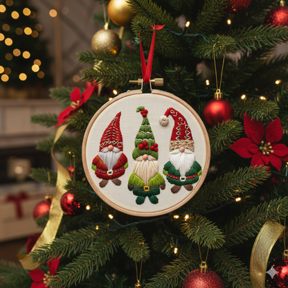 Weihnachtswichtel-Stickset – Einsteigerfreundliches DIY-Weihnachtsprojekt für Baumschmuck & Dekoration Zorenza