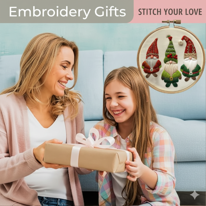 Weihnachtswichtel-Stickset – Einsteigerfreundliches DIY-Weihnachtsprojekt für Baumschmuck & Dekoration Zorenza
